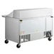 A Beverage-Air refrigerated sandwich prep table with stainless steel drawers and counter top.