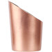 An American Metalcraft satin copper French fry cup with a curved edge.