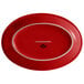 A red oval platter with a white border.