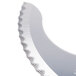 A Robot Coupe fine serrated "S" blade with a silver handle and silver blade.