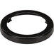 A black circular plastic trim ring with a hole in it.