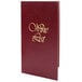 A burgundy Menu Solutions wine list cover with gold trim and lettering.
