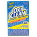 A blue and yellow OxiClean label with bubbles on it.