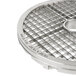 A close-up of a Hobart stainless steel dicing grid with holes.