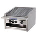 A Bakers Pride stainless steel charbroiler with two burners.