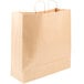 A Duro natural kraft paper shopping bag with handles.