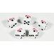 A pack of five dice including one with the word "Biker" on it in red.