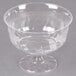 A clear Fineline Flairware plastic dessert cup with a small base.