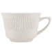 An Ivory (American White) china short cup with an embossed ruffled design and a handle.