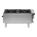 A stainless steel Vollrath countertop gas range with two burners.