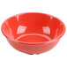 A red bowl with a white line on the edge.