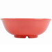 A close-up of a red Thunder Group melamine bowl with a white background.