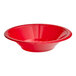 A Creative Converting classic red plastic bowl.