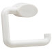 A white plastic Bobrick single roll toilet tissue dispenser with a handle.