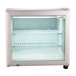A white countertop display freezer with a glass door.