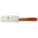 A Bron Coucke 1/2 round cheese raclette machine knife with a wooden handle.