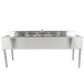 A stainless steel Eagle Group 3 bowl bar sink with two bowls on top and a splash mount faucet.