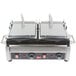 A Cecilware double panini sandwich grill with two grooved grill surfaces.