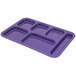 A purple Carlisle tray with six compartments.
