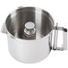 A Robot Coupe stainless steel bowl with a handle.