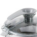 A Robot Coupe stainless steel bowl with a handle and lid.