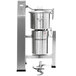 A large stainless steel Robot Coupe vertical cutter mixer with a bowl and a whisk attachment.