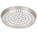 An American Metalcraft tin-plated steel round pizza pan with holes.