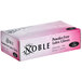 A pink and black box of Noble Powder-Free Latex Gloves for foodservice.