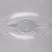 A clear plastic oval shaped container.