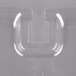 A clear plastic Fineline cocktail plate with a stemware hole.