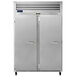 A large stainless steel Traulsen G Series reach-in freezer with two doors.