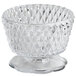 A clear glass lamp base with a diamond pattern.