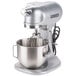 A silver Hobart N50 countertop mixer with a bowl on a stand.