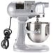 A silver Hobart N50 countertop mixer with a bowl.