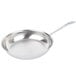 A silver Vollrath stainless steel fry pan with a handle.