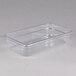 A Carlisle clear polycarbonate food pan with a clear lid.