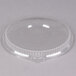 A clear plastic dome lid with a round top for Genpak foam bowls.