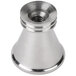 A close-up of a chrome knob handle for a Vollrath New York 2 gallon cold beverage dispenser cover.