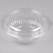 A Dart clear plastic bowl with a dome lid on a white background.