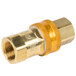 A T&S brass and silver threaded gas hose component.