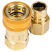 A T&S Safe-T-Link gas hose quick disconnect component with brass threaded connectors.