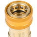 A brass T&S AG-5D threaded hose fitting with a nut.