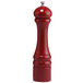 A Chef Specialties candy apple red salt mill with a silver top.