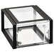 A clear acrylic box with a black frame and front door.