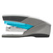 A Swingline Optima stapler with a blue handle and grey body.