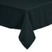 A hunter green square tablecloth with a hemmed edge.