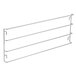 A metal rack with four metal shelves on it.