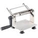 A stainless steel and black metal Bron Coucke vegetable lasagna slicer with two handles.