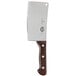 A large meat cleaver with a wooden handle.