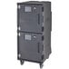 A large grey Cambro Pro Cart Ultra hot food holding cabinet with a door on wheels.